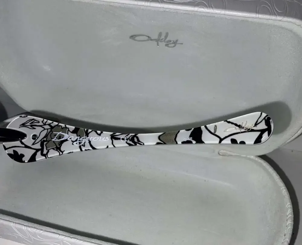 Y2K Oakley Dangerous Black and White Floral Sunglasses with Case